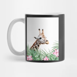 Giraffe, Tropical leaves and flowers, Animal, Nursery, Trendy decor, Interior Art Print Mug